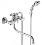 Vidima "Квадро" смеситель для ванны/душа с аксессуарами, трубчатый излив 250мм, керамический переключатель