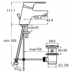 Смеситель Ideal Standard Slimline II  для умывальника, с донным клапаном