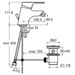 Смеситель Ideal Standard Slimline II для биде, с донным клапаном